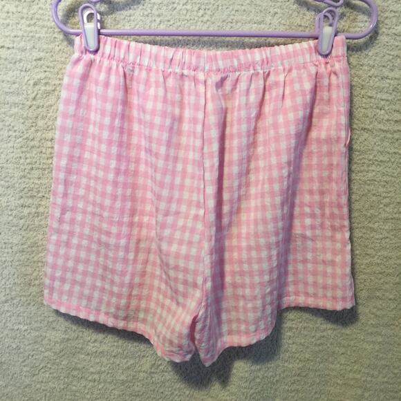 Pink checkered short sleeve pajama shorts set size L - Picture 3 of 8